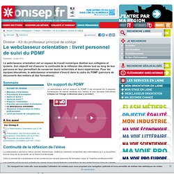 Le webclasseur orientation : livret personnel de suivi du PDMF