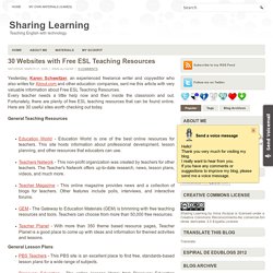 30 Websites with Free ESL Teaching Resources ~ Sharing Learning