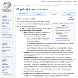 Wikipedia:Qué es un anexo bueno