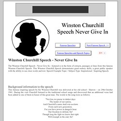 Winston Churchill Speech - Never Give In