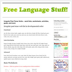 Irregular Past Tense Verbs – word lists, worksheets, activities, goals, and more